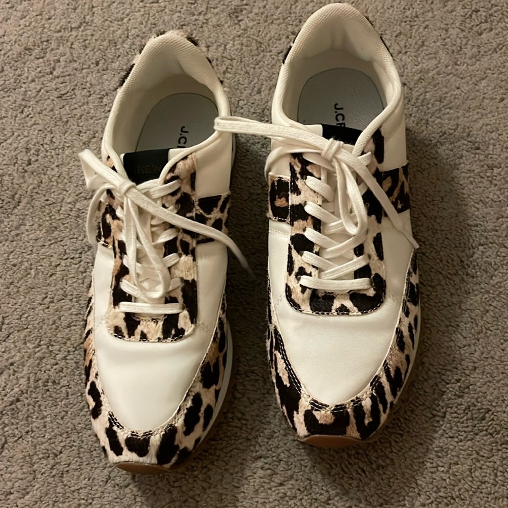 J Crew trainers leopard accent